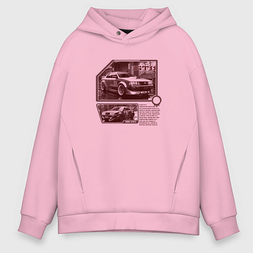 Мужское худи оверсайз Автомобили для стритрейсинга / Светло-розовый – фото 1