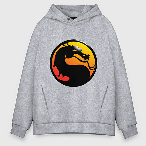 Мужское худи оверсайз Mortal kombat logo / Меланж – фото 1