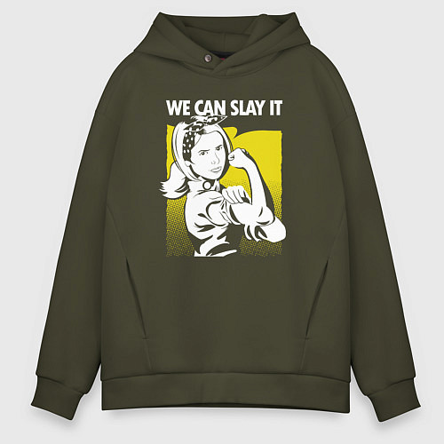 Мужское худи оверсайз Buffy we can slay it / Хаки – фото 1