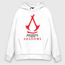 Толстовка оверсайз мужская Assassins Creed Shadows - badge, цвет: белый