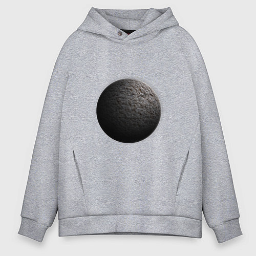 Мужское худи оверсайз Планета арт, каменная / Меланж – фото 1