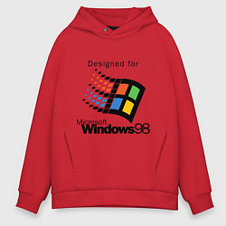 Толстовка оверсайз мужская Предназначен для windows 98, цвет: красный