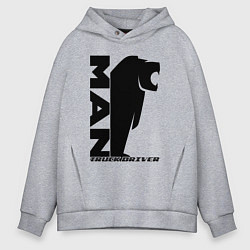 Толстовка оверсайз мужская MAN дальнобойщик чёрный логотип, цвет: меланж