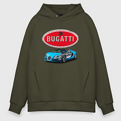 Толстовка оверсайз мужская Bugatti - motorsport, цвет: хаки