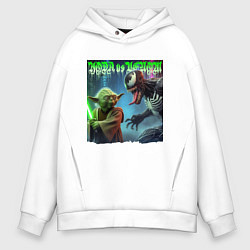 Толстовка оверсайз мужская Yoda vs Venom - neon glow, цвет: белый