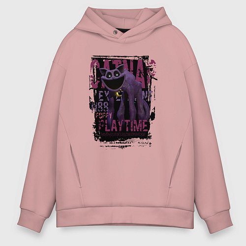 Мужское худи оверсайз Кот дремот Catnap / Пыльно-розовый – фото 1