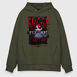 Толстовка оверсайз мужская Кукла Поппи из Poppy Playtime, цвет: хаки