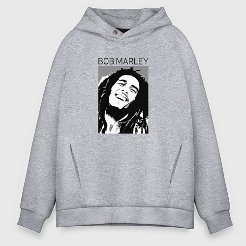 Мужское худи оверсайз Боб Марли абстрактный портрет / Меланж – фото 1