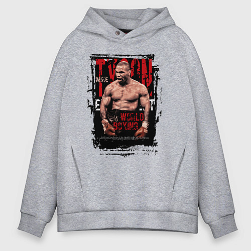 Мужское худи оверсайз Майк Тайсон мировой бокс / Меланж – фото 1