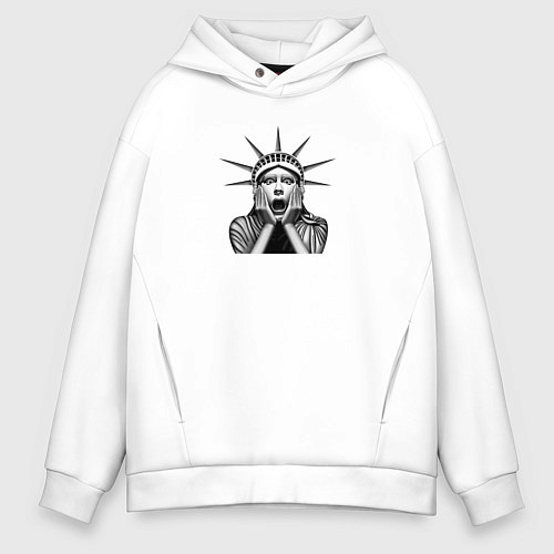Мужское худи оверсайз Статуя удивления / Белый – фото 1