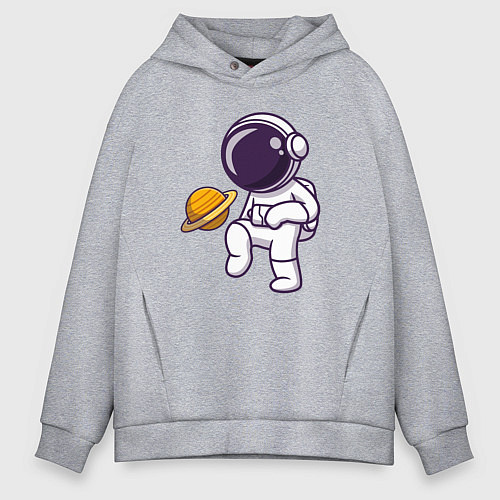 Мужское худи оверсайз Saturn football / Меланж – фото 1