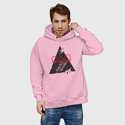 Толстовка оверсайз мужская Поиграем в кальмара, цвет: светло-розовый — фото 2