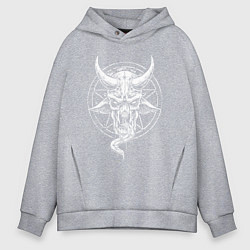 Толстовка оверсайз мужская Рогатый демон с языком, цвет: меланж