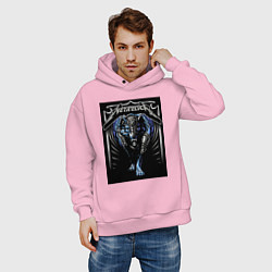 Толстовка оверсайз мужская Metallica thrash metal style - wolf, цвет: светло-розовый — фото 2