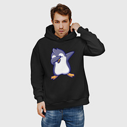Толстовка оверсайз мужская Dab penguin, цвет: черный — фото 2