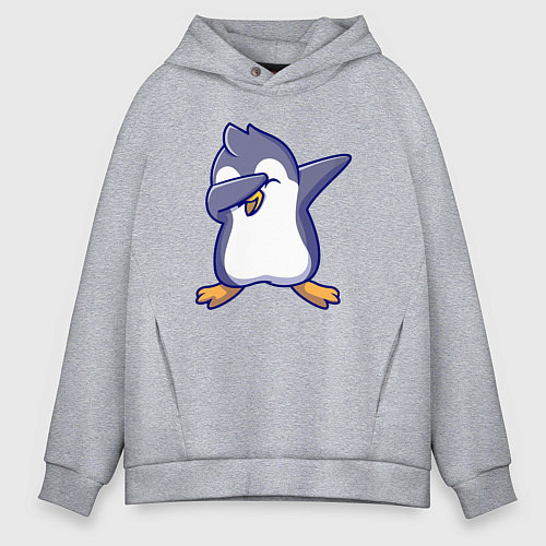 Мужское худи оверсайз Dab penguin / Меланж – фото 1