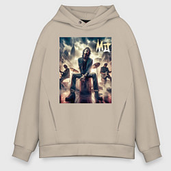 Толстовка оверсайз мужская Rolling Stones - Mick Jagger, цвет: миндальный