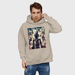 Толстовка оверсайз мужская Rolling Stones - Mick Jagger, цвет: миндальный — фото 2