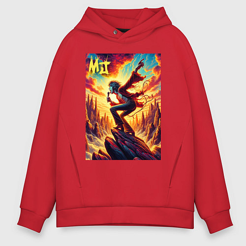 Мужское худи оверсайз Mick Jagger -mountain fantasy / Красный – фото 1