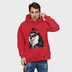 Толстовка оверсайз мужская NFT Doge - Kiss, цвет: красный — фото 2