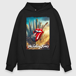 Мужское худи оверсайз Rolling Stones - logo-guitar