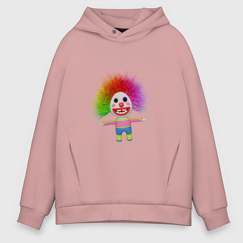 Мужское худи оверсайз Клоун мультфильм разноцветный / Пыльно-розовый – фото 1