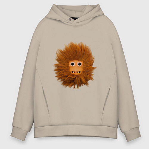 Мужское худи оверсайз Funny cartoon monster / Миндальный – фото 1