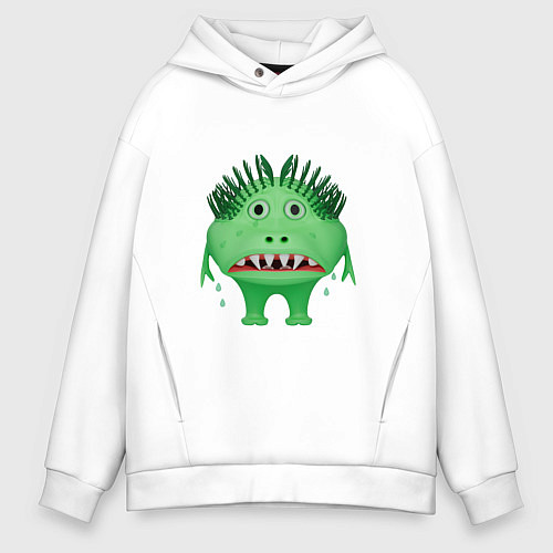 Мужское худи оверсайз Рыдающий зеленый монстр / Белый – фото 1