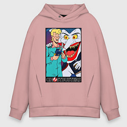 Толстовка оверсайз мужская Ghostbusters - Egon and goblin, цвет: пыльно-розовый