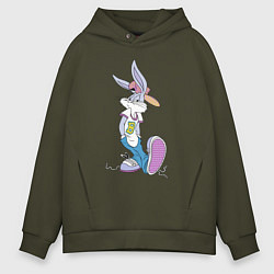 Толстовка оверсайз мужская Bugs Bunny in the sneakers, цвет: хаки
