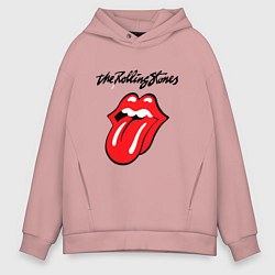 Толстовка оверсайз мужская Rolling Stones - logo, цвет: пыльно-розовый