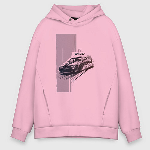 Мужское худи оверсайз Спорткар для уличной гонки / Светло-розовый – фото 1
