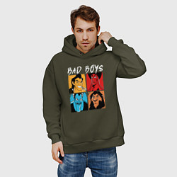 Толстовка оверсайз мужская Bad boys, цвет: хаки — фото 2