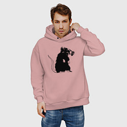 Толстовка оверсайз мужская Gas rat, цвет: пыльно-розовый — фото 2