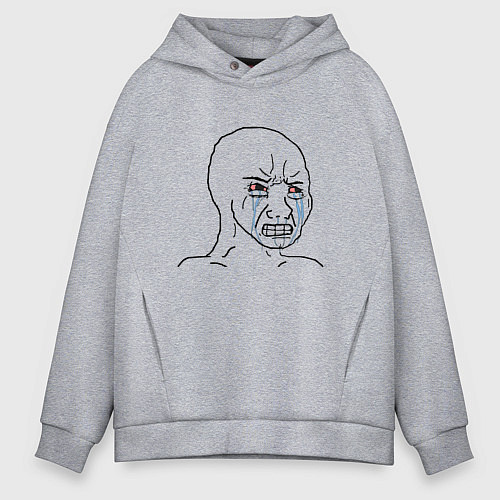 Мужское худи оверсайз Плачущий мем / Меланж – фото 1