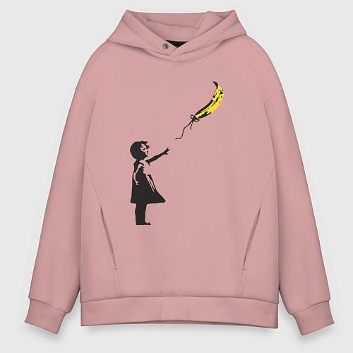 Мужское худи оверсайз Девочка и банан / Пыльно-розовый – фото 1
