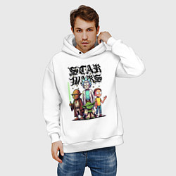 Толстовка оверсайз мужская Yoda and Chewbacca are friends of Rick and Morty -, цвет: белый — фото 2