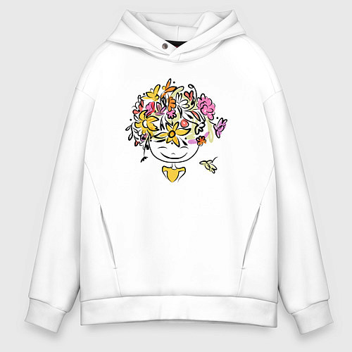 Мужское худи оверсайз Весенняя девчонка / Белый – фото 1