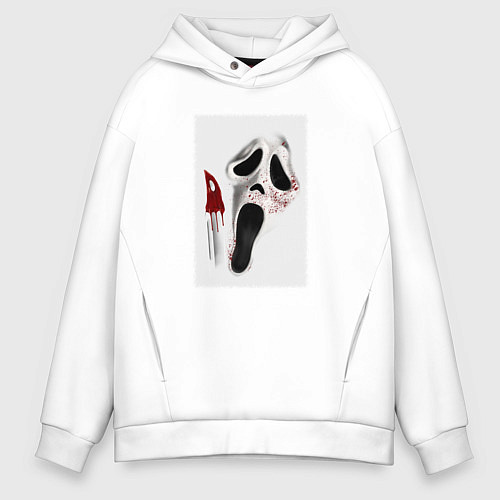 Мужское худи оверсайз Крик призрачное лицо / Белый – фото 1