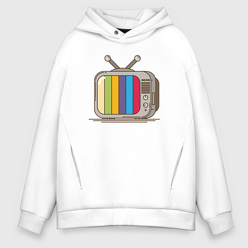 Мужское худи оверсайз Retro television / Белый – фото 1