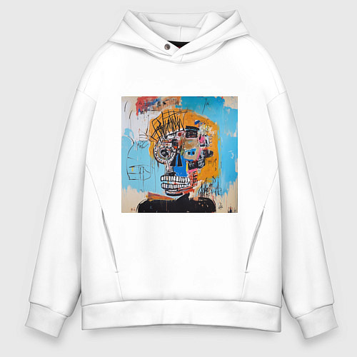 Мужское худи оверсайз Яркий афро граффити череп / Белый – фото 1