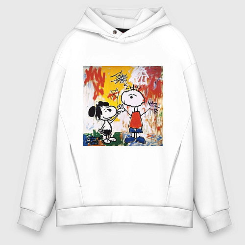 Мужское худи оверсайз Граффити Снупи / Белый – фото 1