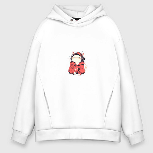 Мужское худи оверсайз Бит Мурлыка / Белый – фото 1