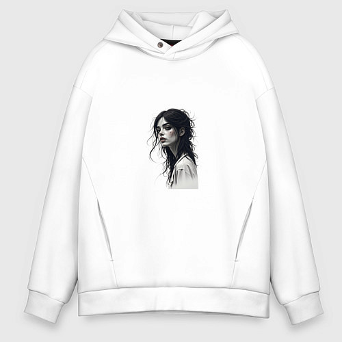 Мужское худи оверсайз Мрачная красота / Белый – фото 1