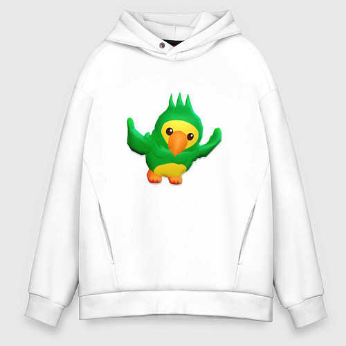 Мужское худи оверсайз Попугай PK XD / Белый – фото 1