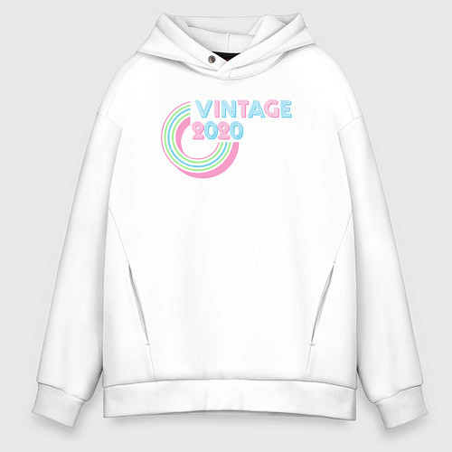Мужское худи оверсайз Винтаж 2020 / Белый – фото 1