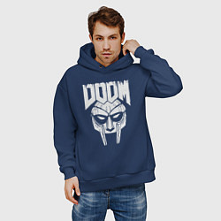 Толстовка оверсайз мужская Doom mask, цвет: тёмно-синий — фото 2
