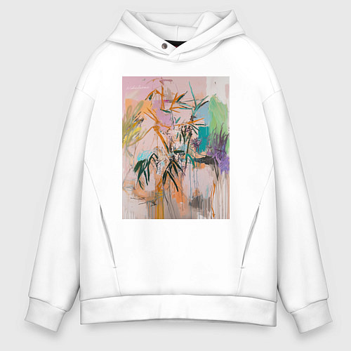 Мужское худи оверсайз Пастельная тропическая абстракция / Белый – фото 1