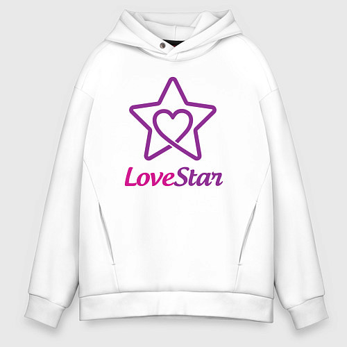 Мужское худи оверсайз Звезда любви / Белый – фото 1