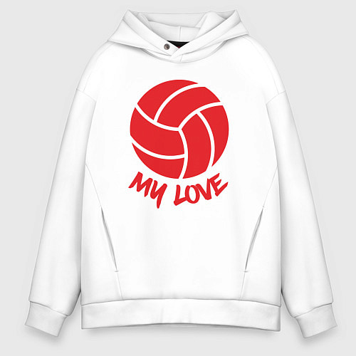 Мужское худи оверсайз Волейбол моя любовь / Белый – фото 1